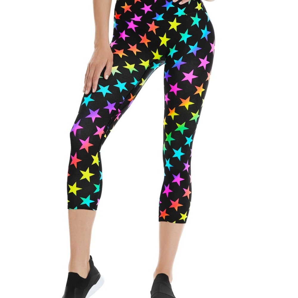 K-Deer Women's Lucky Stars Capri Leggings Black Size L